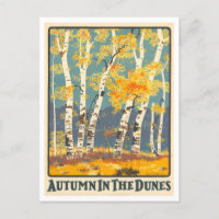 Autumn in Indiana Dunes Vintage Travel Poster