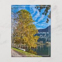 Autumn in Italy with tree and boat by the lake