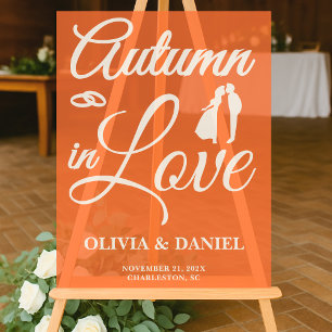 Autumn in Love Fall Wedding Welcome Acrylic Sign