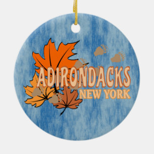 Autumn In The Adirondacks with Fall Leaves Bear Tr Ceramic Tree Decoration