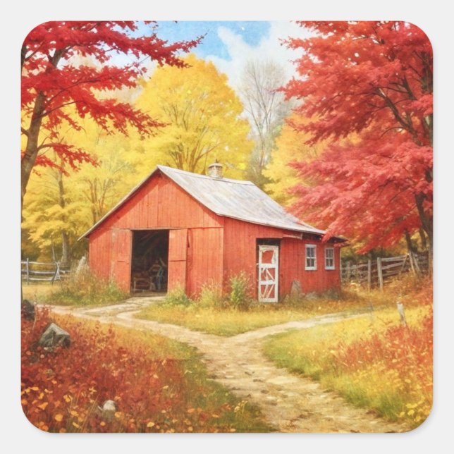 Autumn in the Country Square Sticker (Front)