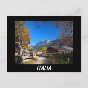 Autumn in the Dolomites in Italy black postcard