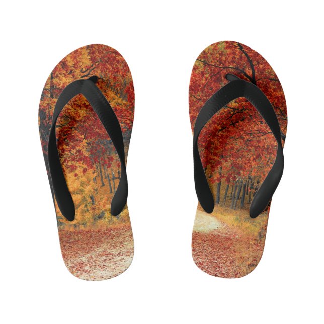 autumn in the forest kid's jandals (Footbed)