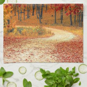 autumn in the forest tea towel