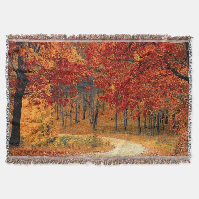autumn in the forest throw blanket (Front)