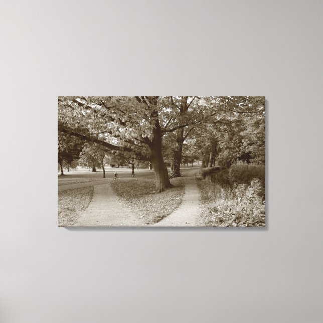 Autumn in the Park - Sepia Toned BW Canvas Print (Front)