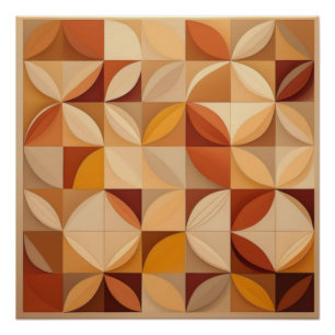 Autumn-Inspired Geometric Quilt Pattern Art Print