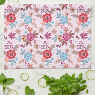 Autumn Inspired Roses Pattern Print Kitchen Towel