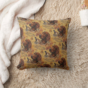 Autumn Irish Setter and Pheasant Hunting Art Cushion
