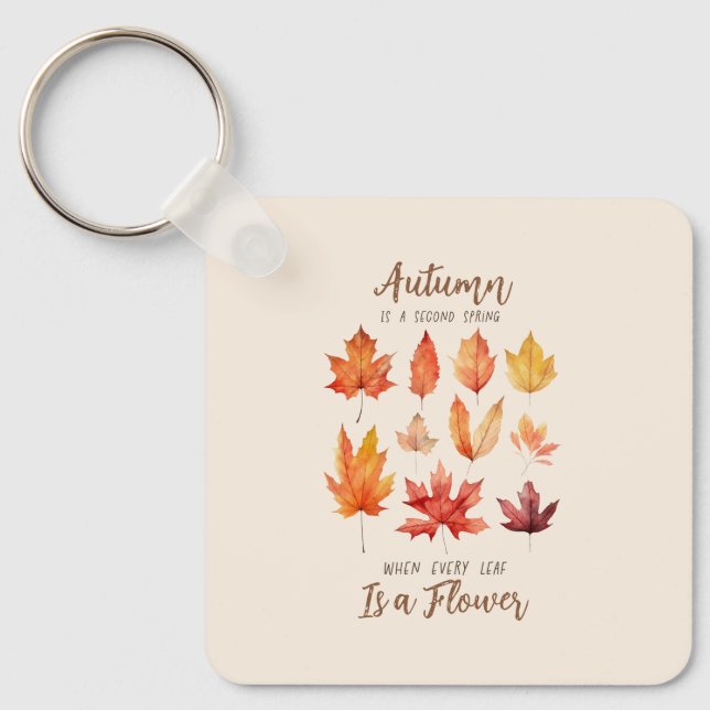 Autumn is a Second Spring – Fall Leaves Key Ring (Front)