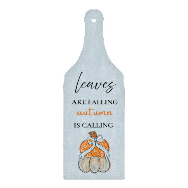 Autumn Is Calling Pumpkin Glass Cutting Board (Front)