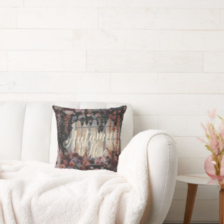 Autumn Is Here Floral Window Typography Art Cushion