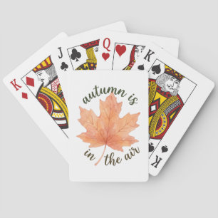 Autumn Is in the Air Watercolor Fall Maple Leaf Playing Cards