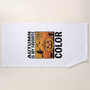 Autumn Is My Favourite Colour Halloween Pumpkin De Beach Towel