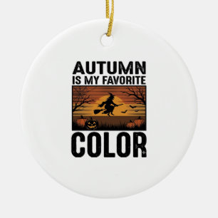 Autumn Is My Favourite Colour Halloween Witch Desi Ceramic Tree Decoration