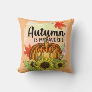 Autumn Is My Favourite Colour - Leaves Pumpkin Cushion