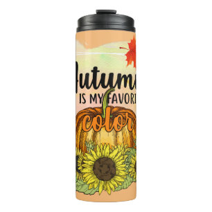 Autumn Is My Favourite Colour - Leaves Pumpkin Thermal Tumbler