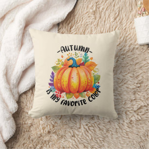 Autumn Is My Favourite Colour – Pumpkin and Leaves Cushion