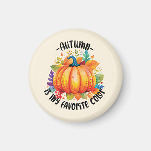 Autumn Is My Favourite Colour – Pumpkin and Leaves Magnet