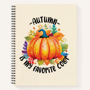 Autumn Is My Favourite Colour – Pumpkin and Leaves Notebook