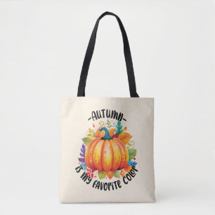 Autumn Is My Favourite Colour – Pumpkin and Leaves Tote Bag