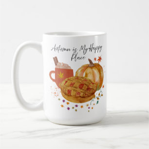 Autumn Is My Happy Place – Cozy Fall Watercolor Coffee Mug