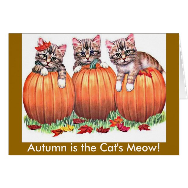 Autumn is the Cat's Meow Card (Front Horizontal)