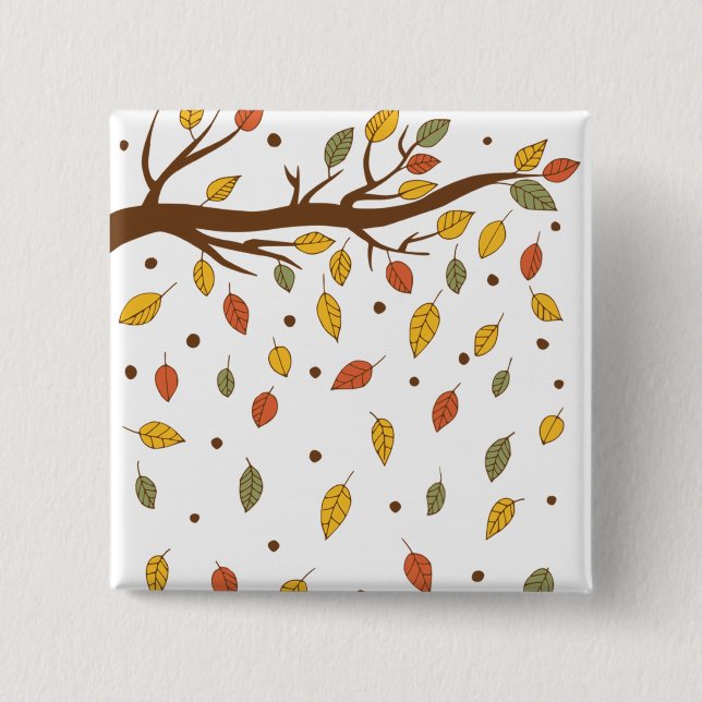 autumn isolated blade branch 15 cm square badge (Front)
