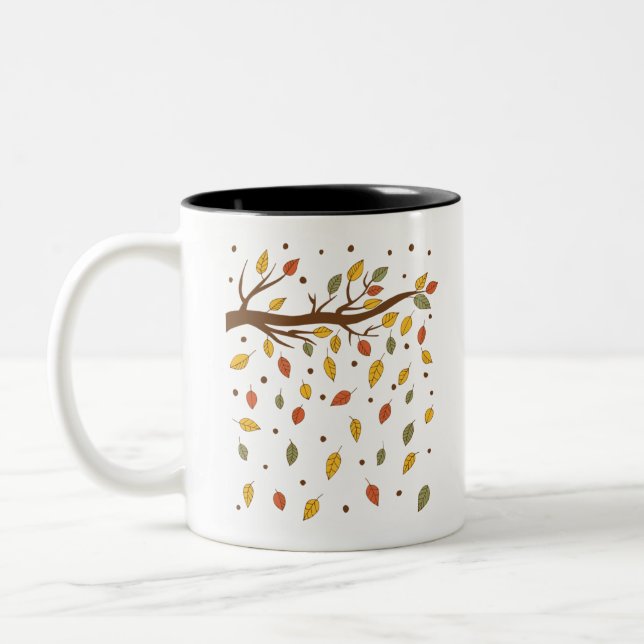 autumn isolated blade branch Two-Tone coffee mug (Left)
