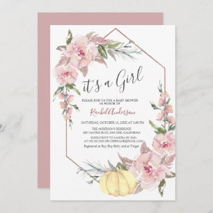 Autumn It's a Girl Pumpkin Baby Shower Invitation