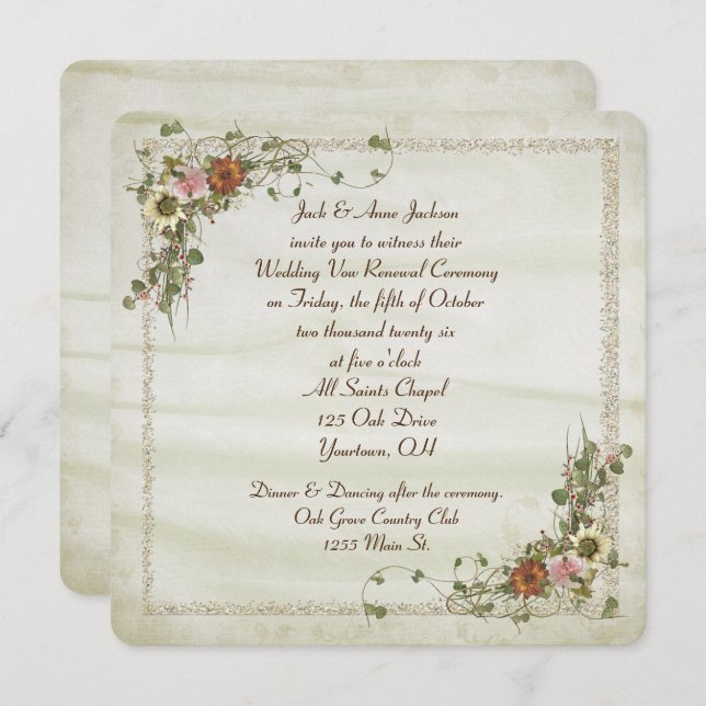 Autumn Ivy Floral frame for Wedding Invitation (Front/Back)