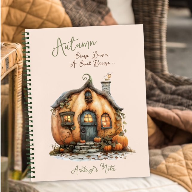 Autumn Ivy Pumpkin House Personalise Custom Pages  Notebook (Creator Uploaded)