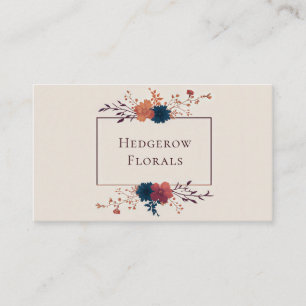 Autumn Jewel Tone Floral and Copper Frame Elegant Business Card