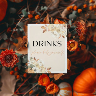 Autumn Kids Birthday Drinks Bar Sign