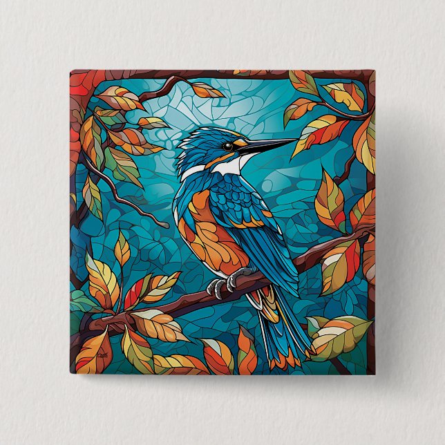 Autumn Kingfisher Button (Front)