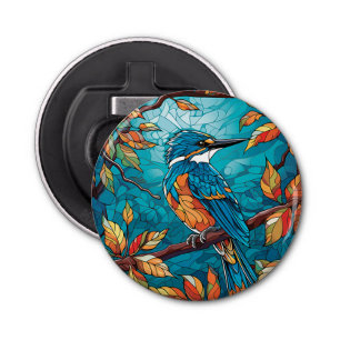 Autumn Kingfisher Button Bottle Opener