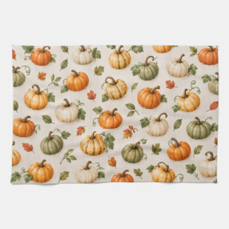 Autumn Kitchen – Apron with Pumpkins and Fall Tea Towel