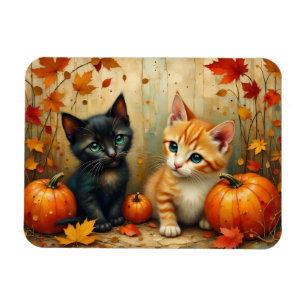 Autumn Kittens Pumpkins and Foliage Magnet