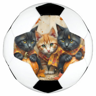 Autumn Kittens Pumpkins and Foliage Soccer Ball