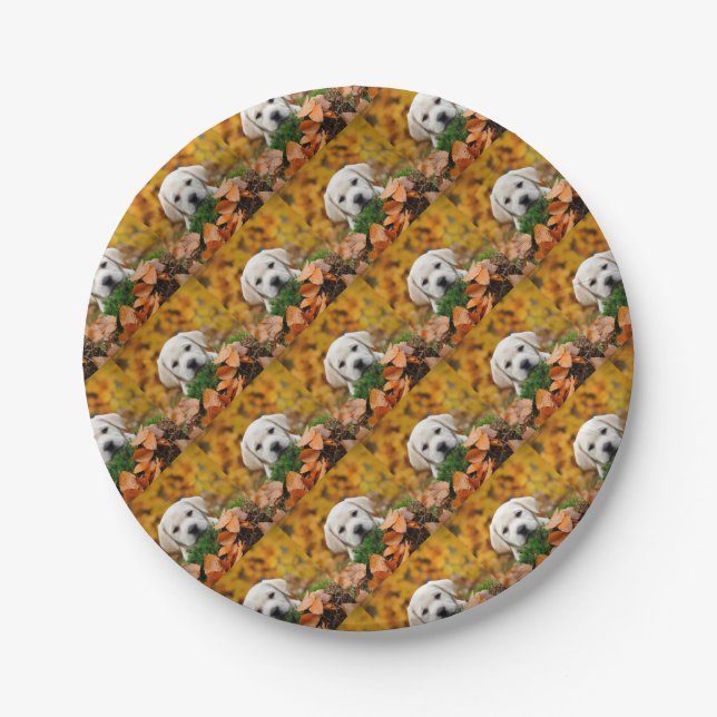 Autumn Labrador Paper Plate (Front)