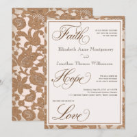 Autumn Lace Faith Hope Love Wedding Invitation