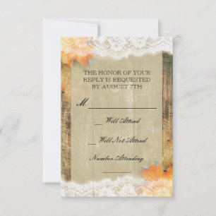 Autumn Lace Rustic Wedding R.S.V. P. RSVP Card