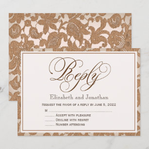 Autumn Lace Script Reply RSVP Enclosure Card