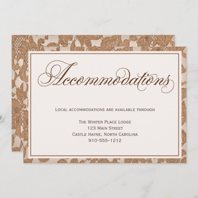 Autumn Lace Wedding Accommodations Enclosure Card (Front/Back)