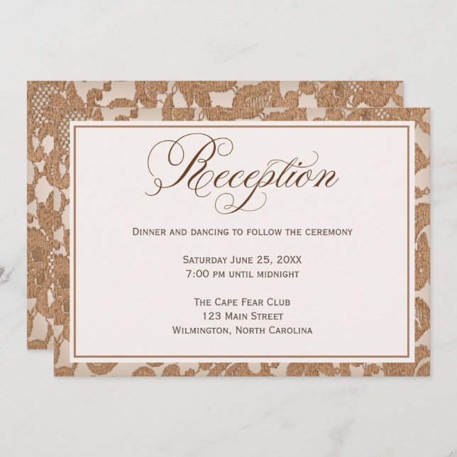 Autumn Lace Wedding Reception Enclosure Invitation (Front/Back)