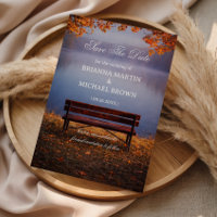 Autumn Lake Bench Romantic