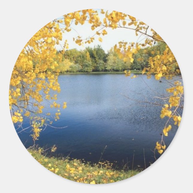 Autumn Lake Classic Round Sticker (Front)