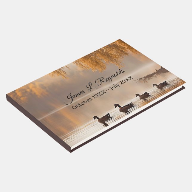 Autumn Lake Ducks With Tree Guest Book (Corner)