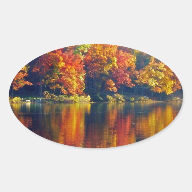 Autumn Lake Oval Sticker (Front)