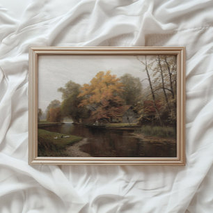 Autumn Lake Print, Fall Foliage Wall Art, Farmhous Poster